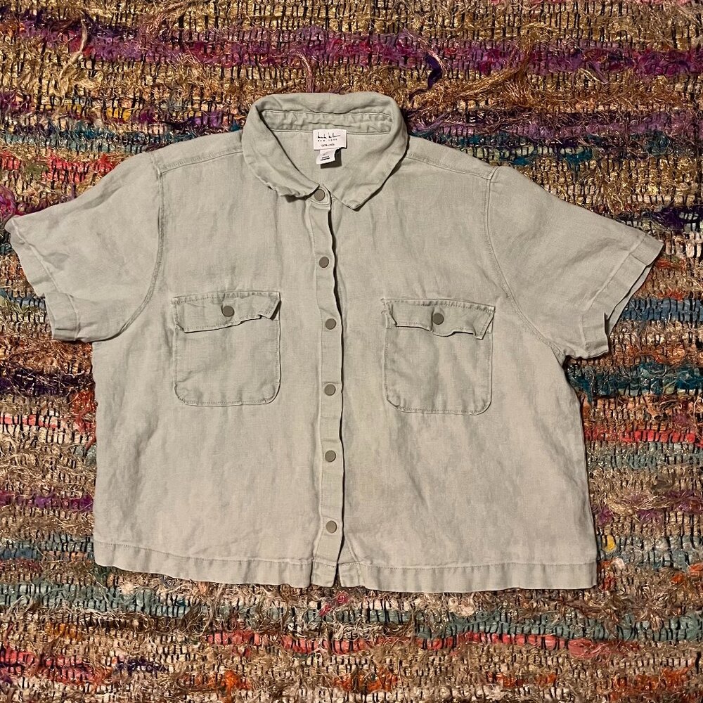 Green Linen Button Up